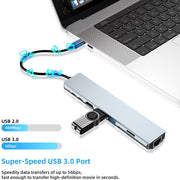 Dark Player Executive USB C Docking Station Hub 8-IN-1 Type C 3.1 | 4K HDMI Adapter | RJ45 | SD/TF Card Reader | PD Fast Charge port