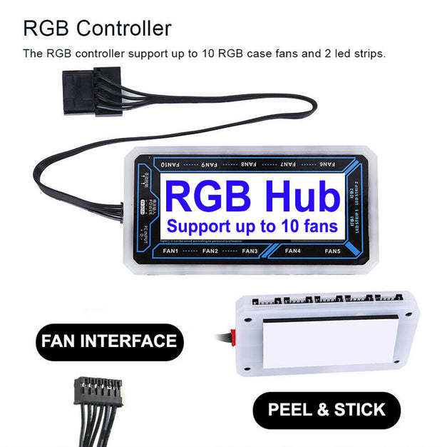 5x Dark Player Remote Controlled 120mm RGB Case Fans