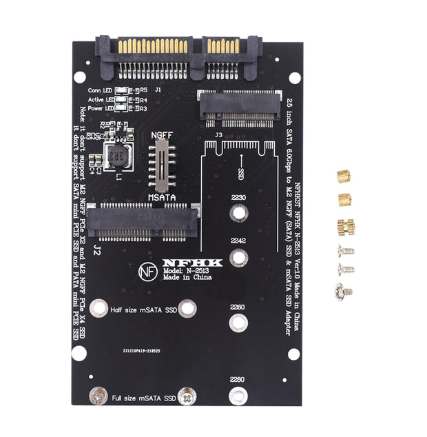 M.2 NGFF (SATA) M.2 SSD mSATA SSD to 2.5 inch SATA 60Gbps Adapter