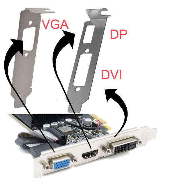 SFF Low Profile GPU Bracket Adapter for DP + DVI & VGA Ports NVidia / ATI