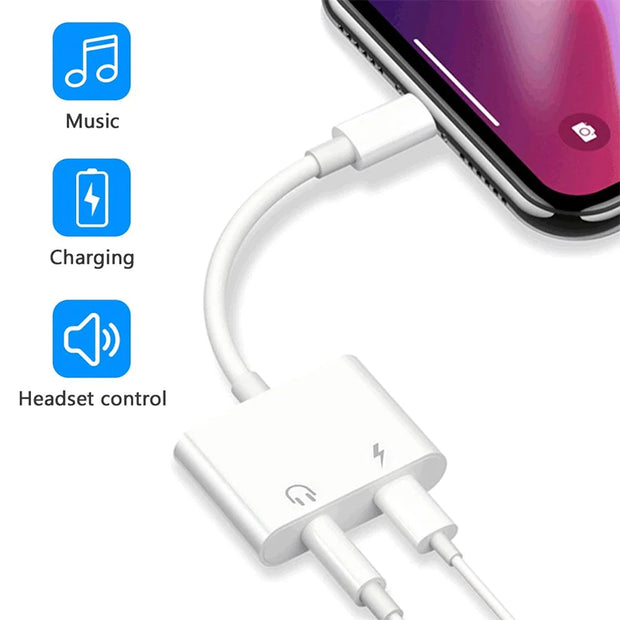 2-In-1 Lightning to Lightning and 3.5mm Headphone Audio Adaptor for iPhone, iPad & iPod
