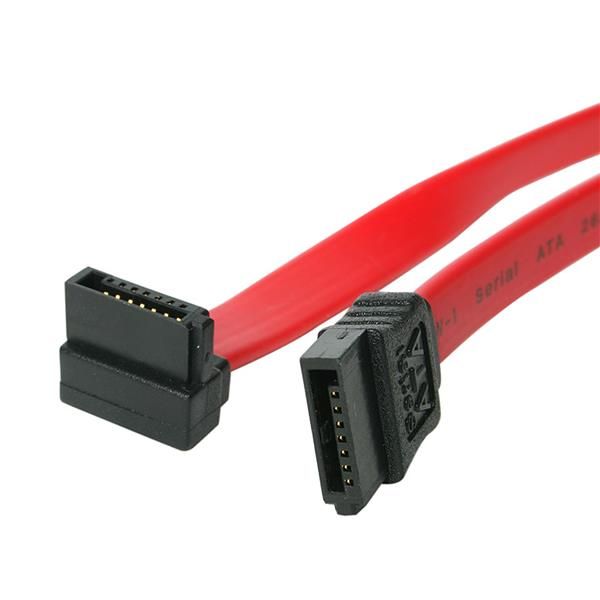 Dark Player Premium SATA3.0 Data Cable 7-Pins Straight to 7-Pins Right Angle 90 Degrees with Latch | 50cm | Red