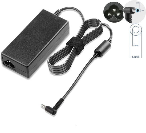 65W Laptop Charger AC Adapter - Blue Tip (with central pin inside) 4.5mm \ 3.0mm | Fit for HP