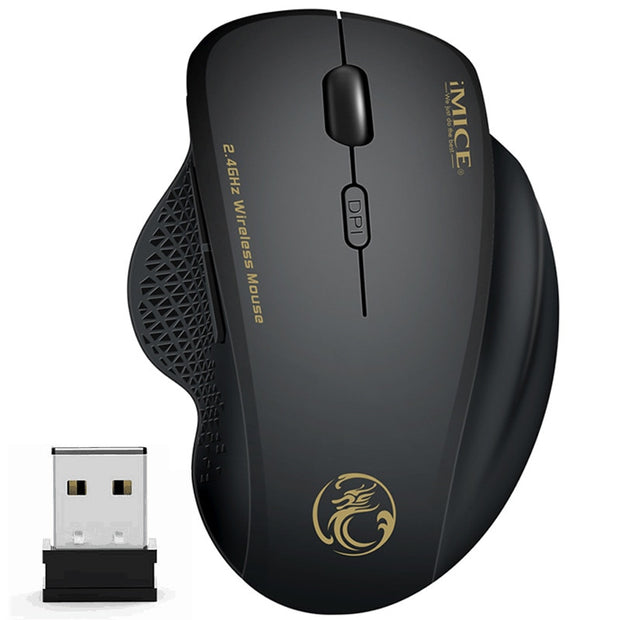 Wireless Ergonomic Optical Mouse | 6 Buttons | 2.4Ghz | 1600 DPI Mice | Available in Black or Red Colours