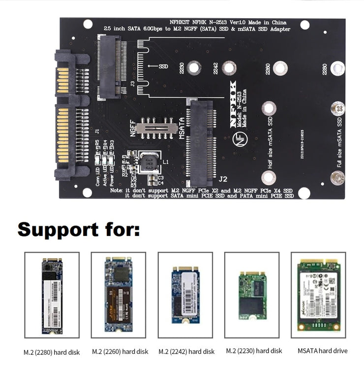 Dark Player mSATA + M.2 (NGFF) to SATA | 2 In 1 Combo Adapter