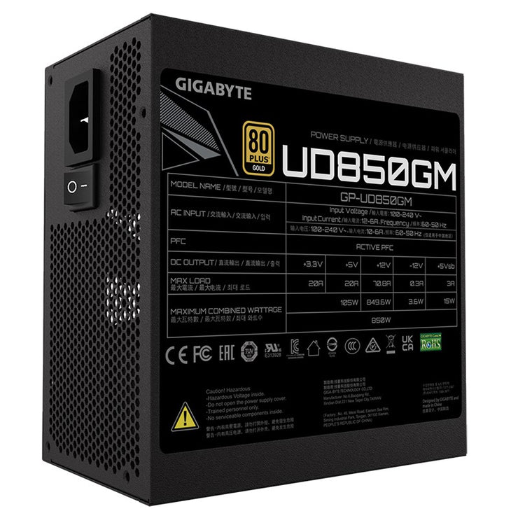 GIGABYTE GP-UD850GM 850W PSU 80 Plus Gold Certified | Fully Modular Power Supply