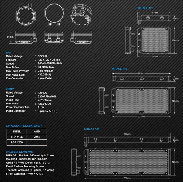 Tecware Mirage 120 ARGB 120mm Liquid CPU Cooler