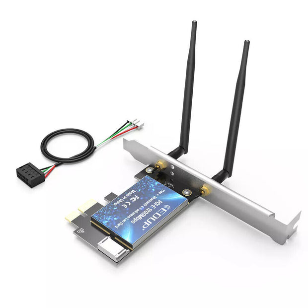 EDUP AC11 Wireless WIF 1300MBPs w/ Bluetooth Dual Band 2.4G & 5GGigabit Network Card with High-gain Antenna & BT 4 PCI-E  Card - Tech Junction
