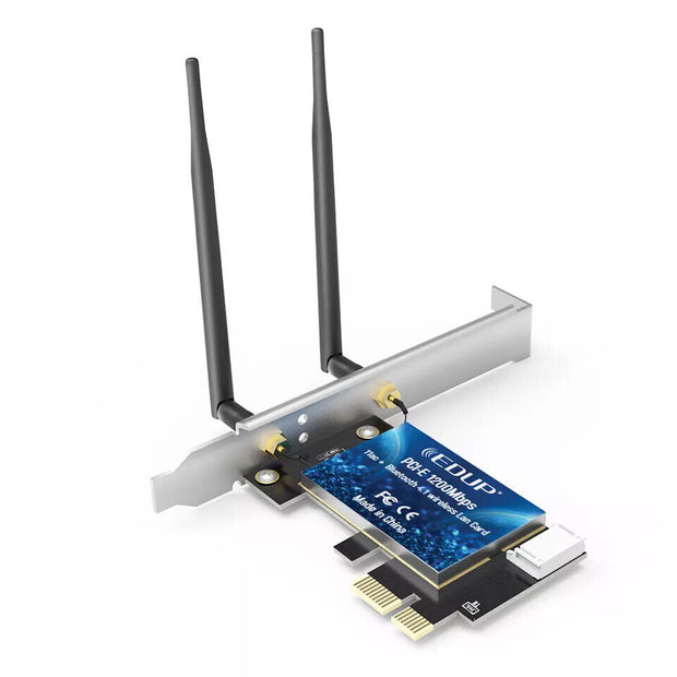 EDUP AC11 Wireless WIF 1300MBPs w/ Bluetooth Dual Band 2.4G & 5GGigabit Network Card with High-gain Antenna & BT 4 PCI-E  Card - Tech Junction