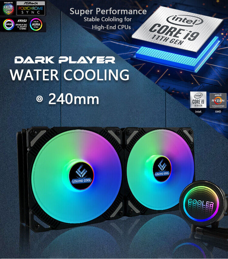 Dark Player All-In-One Black ARGB 240mm Liquid Cooling CPU Fan